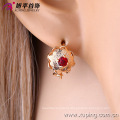 27022 Factory price noble lady jewelry flower shape design 18k gold color rhinestone earring